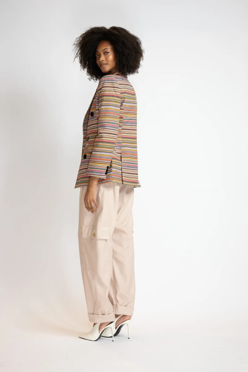 Mashru Jacquard Double-Breasted Blazer