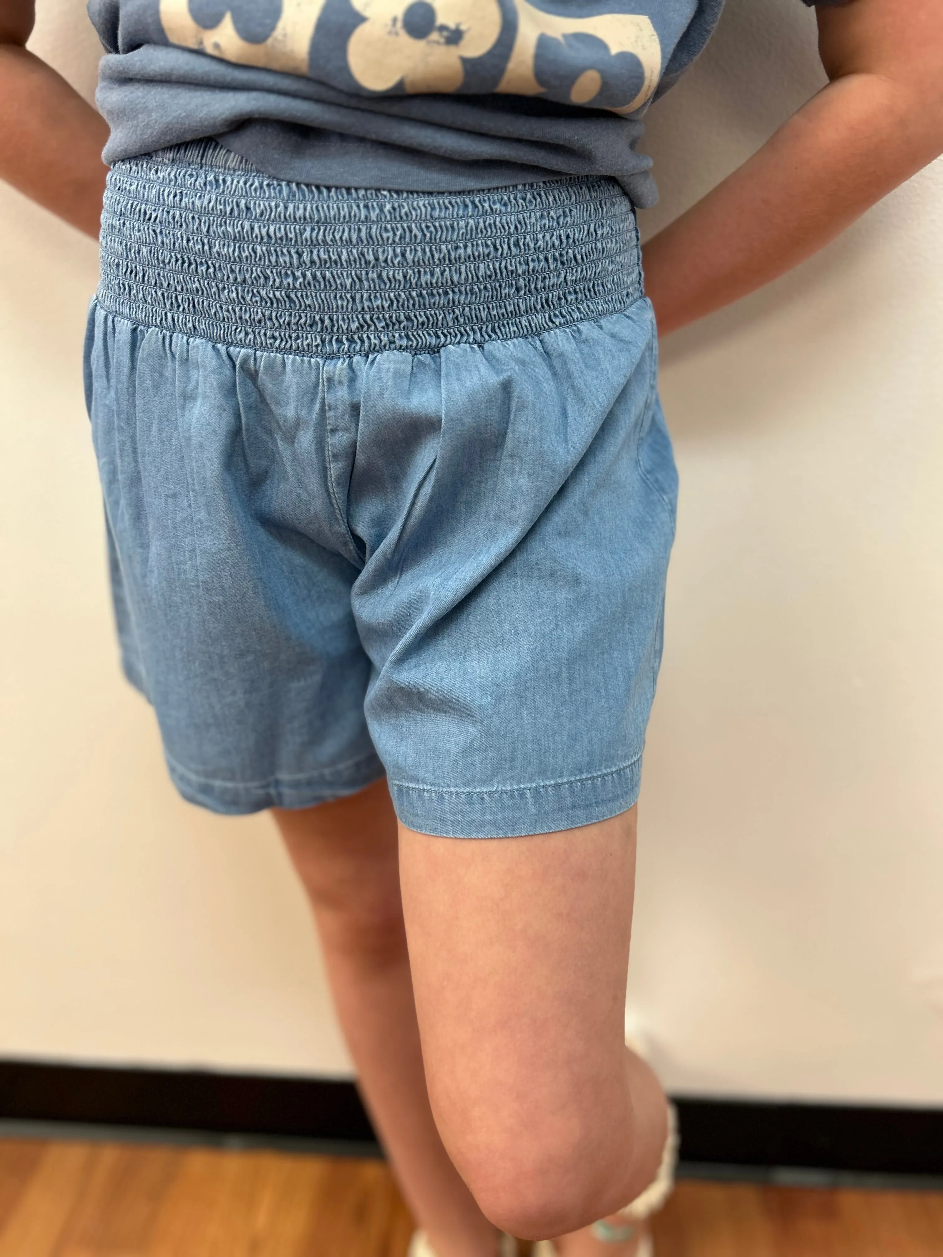 May Girls Chambray Flowy Shorts