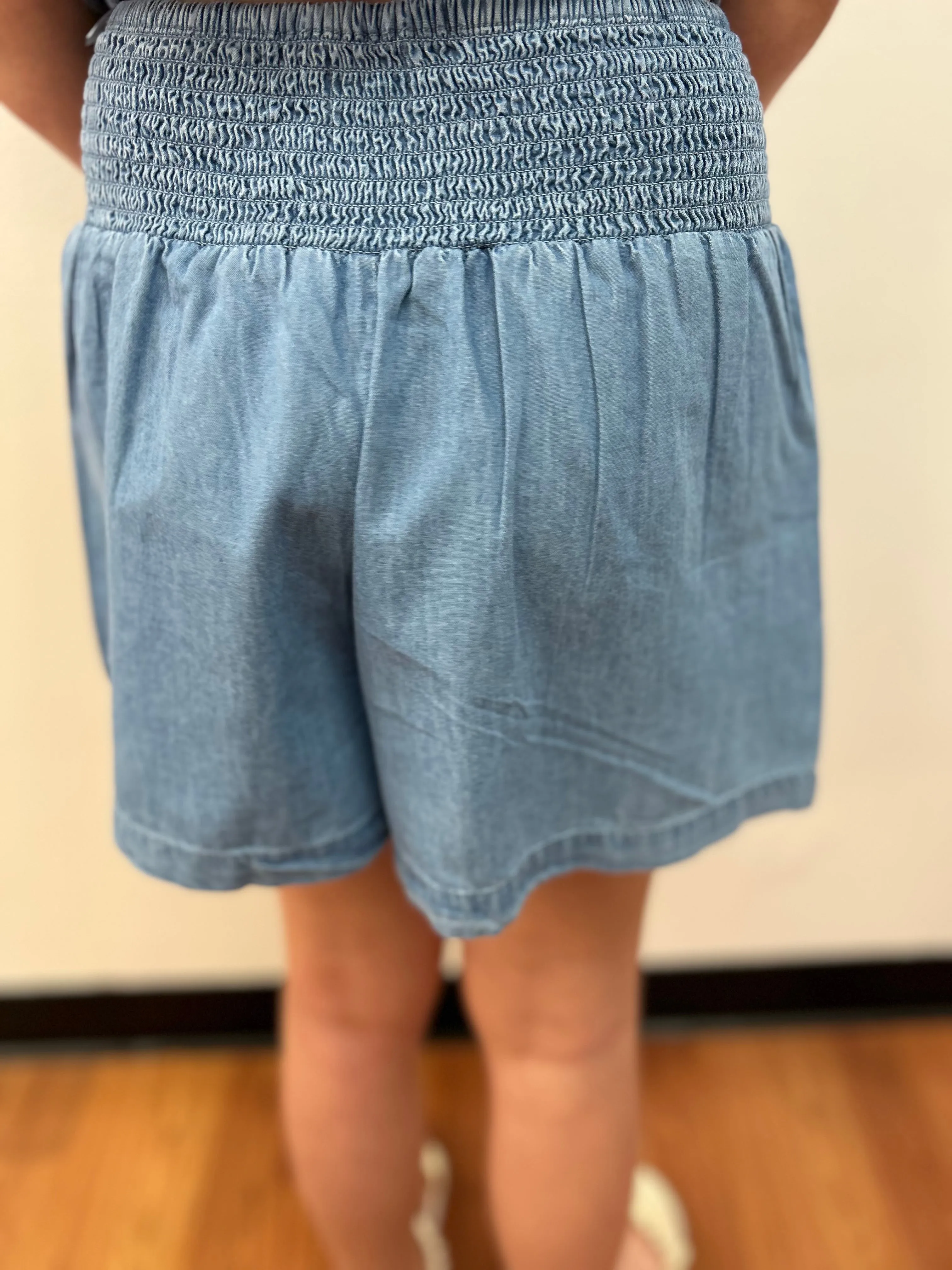 May Girls Chambray Flowy Shorts