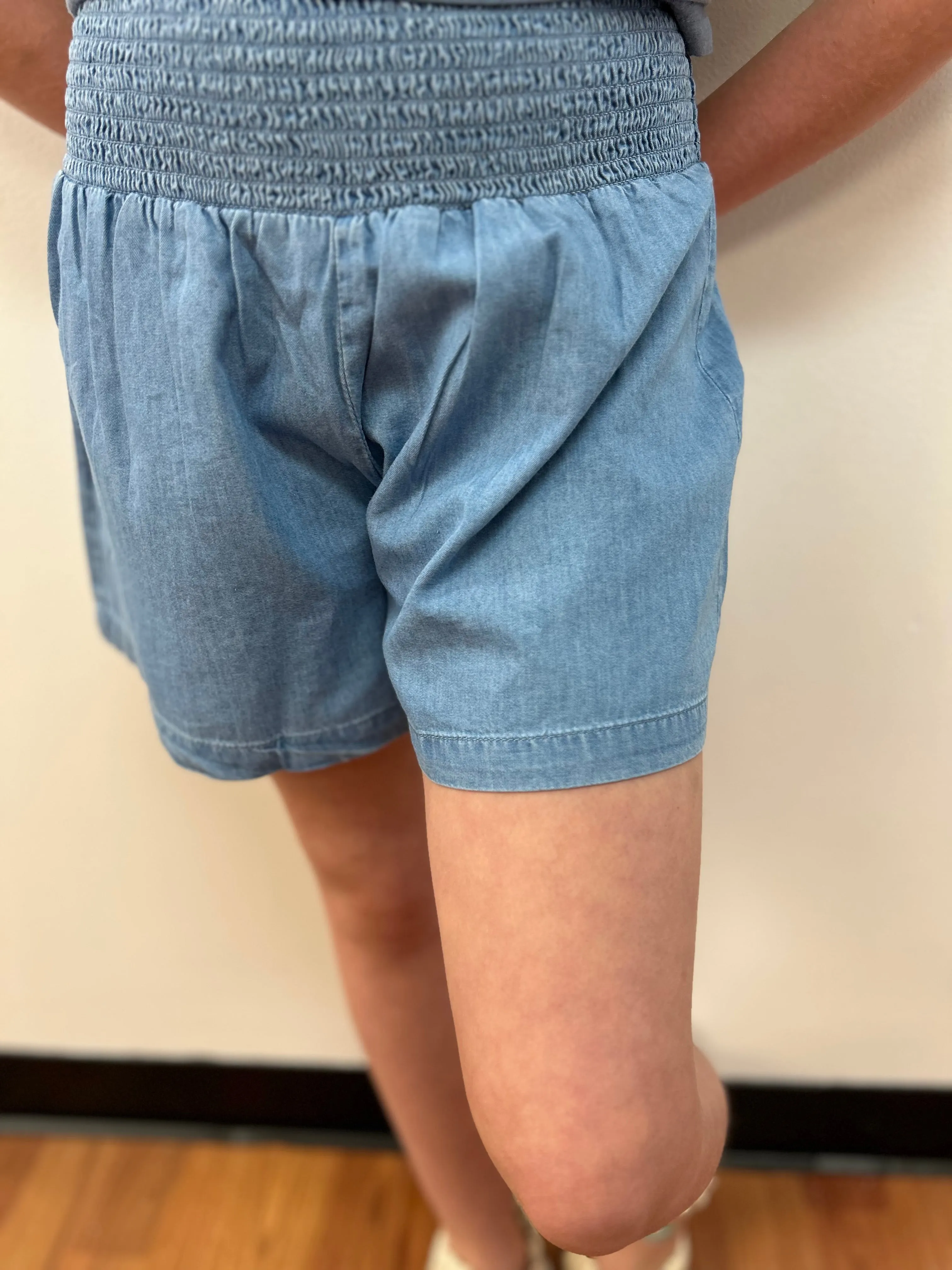 May Girls Chambray Flowy Shorts