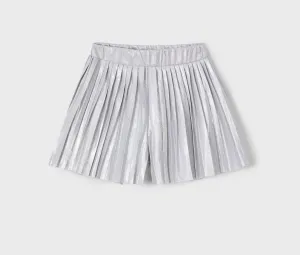 Mayoral Girl Silver Shimmer Pleated Shorts