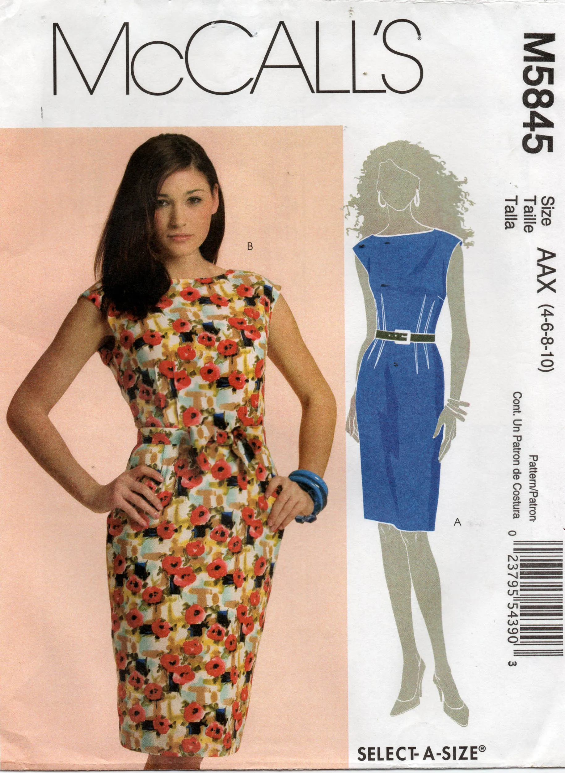 McCall's 5845 Womens Lined Dress with Outside Darts & Belt Out Of Print Sewing Pattern Sizes 4 - 10 UNCUT Factory Folded