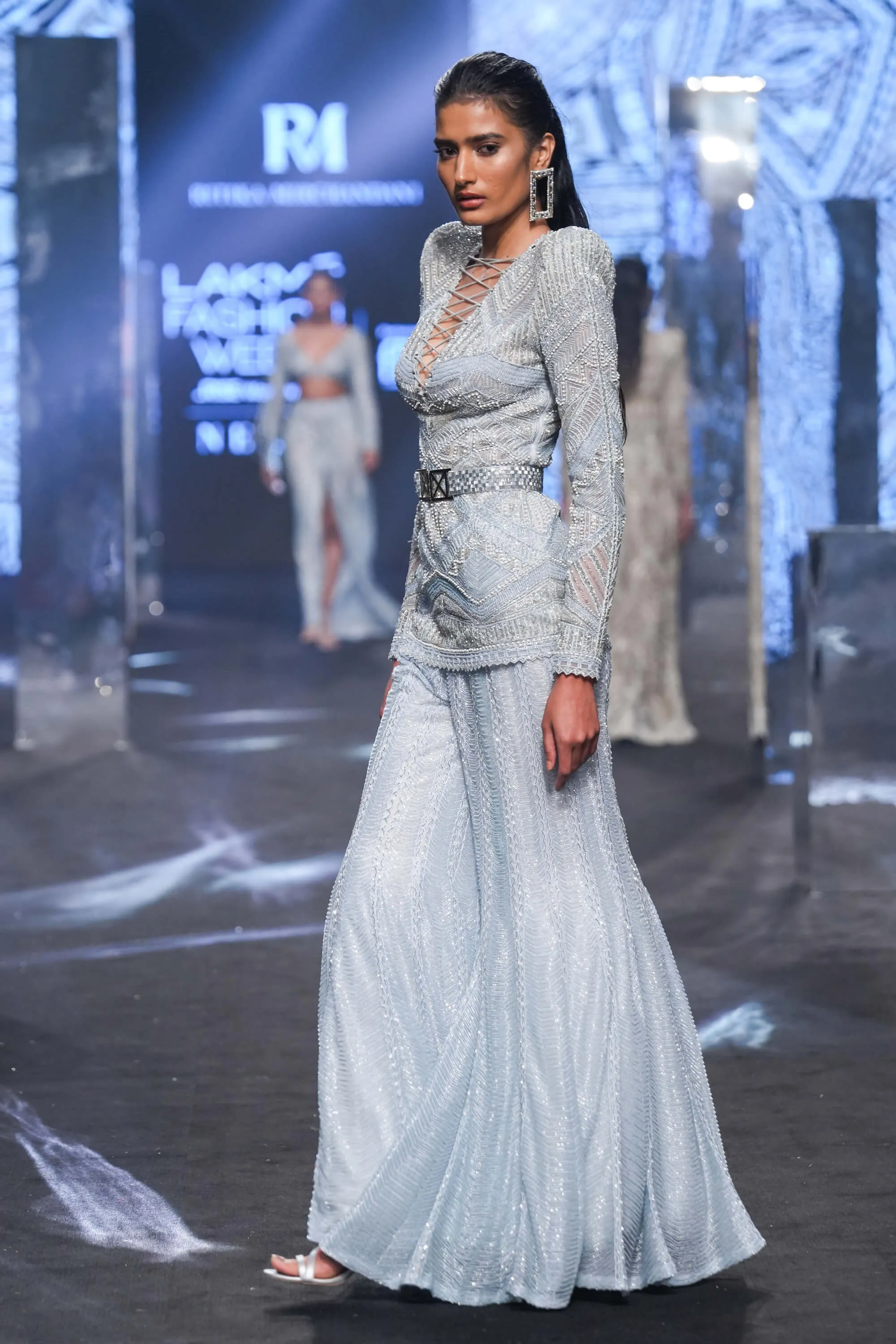Mel ice blue sharara set