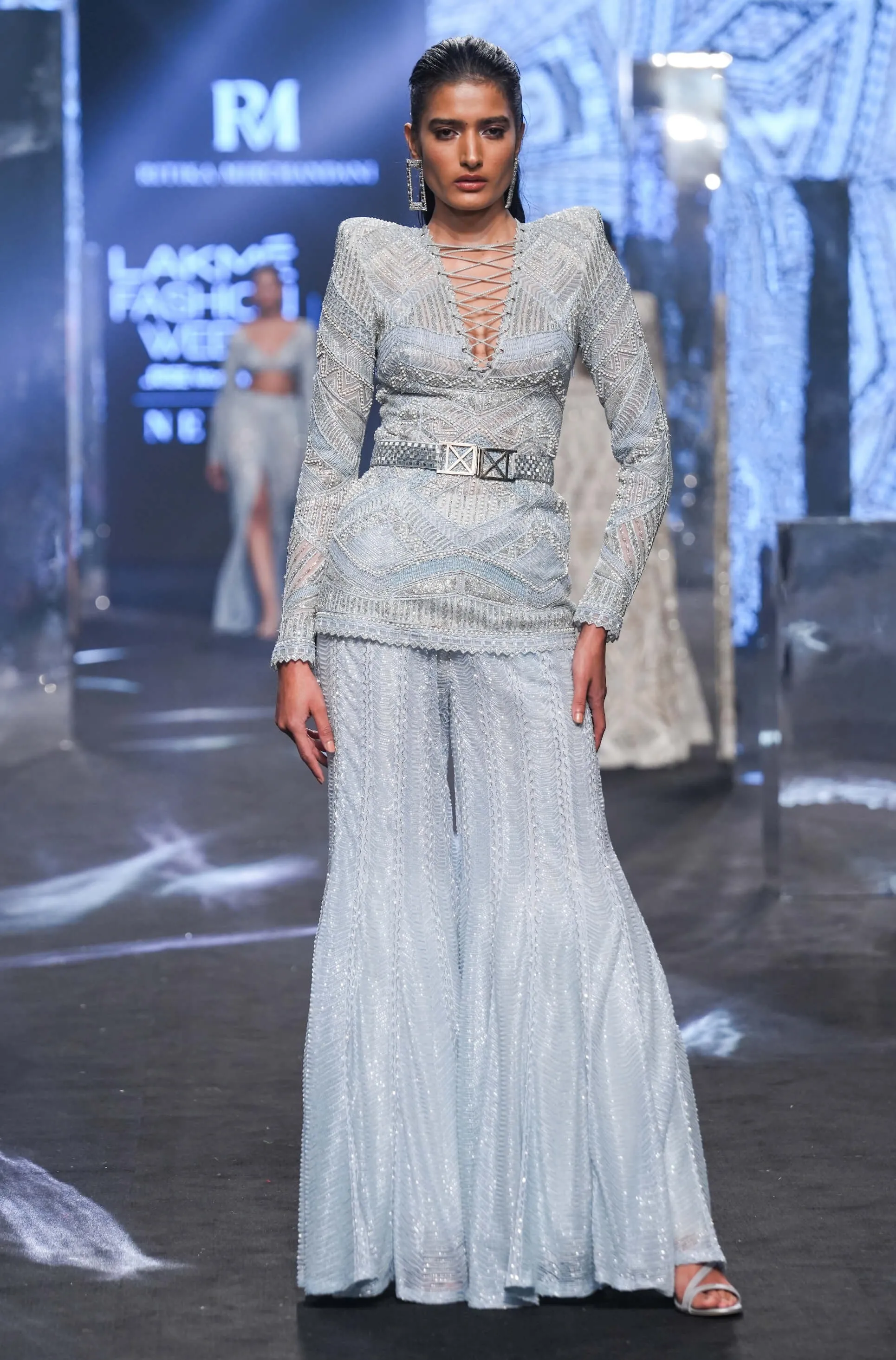 Mel ice blue sharara set