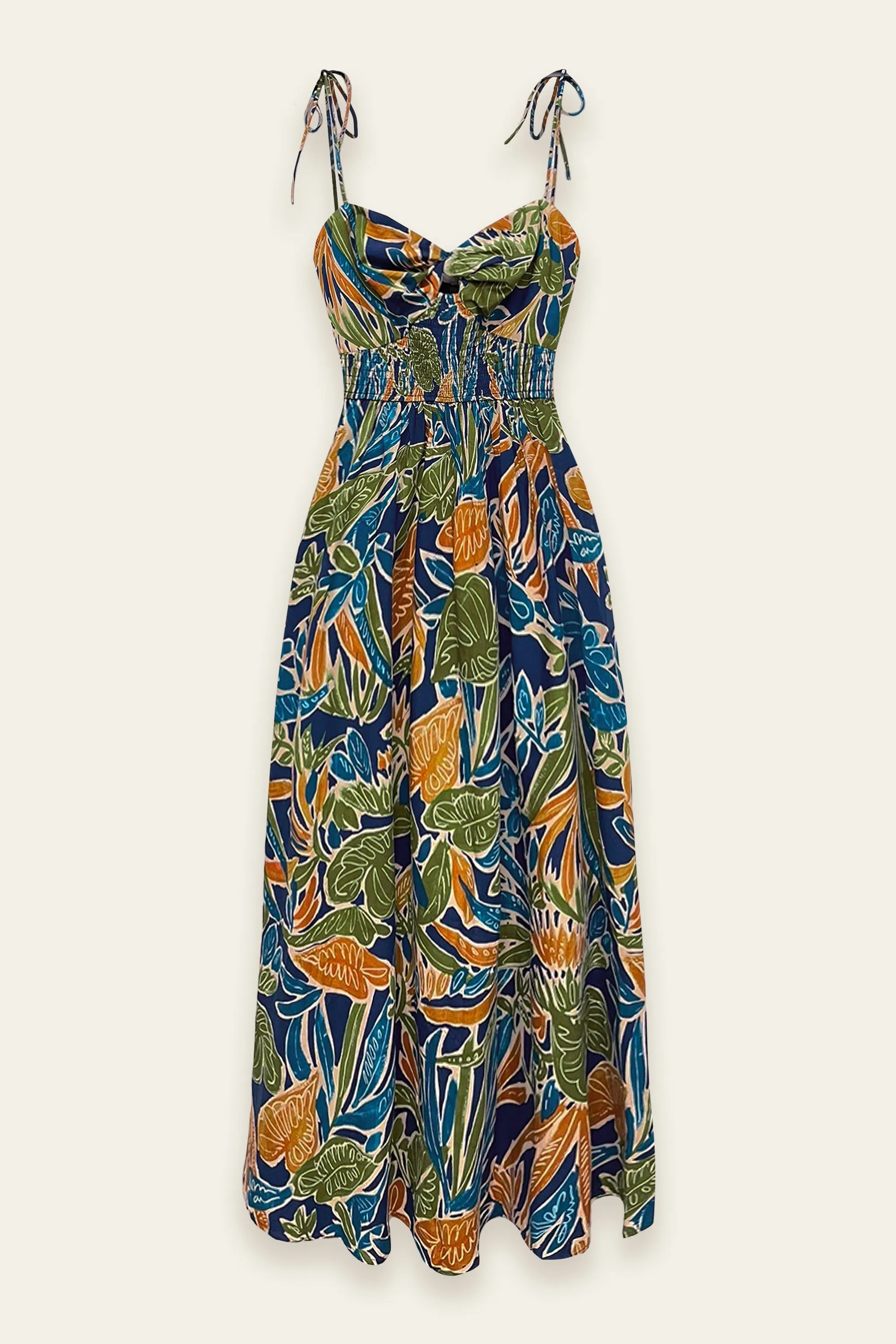 Melissa Twist Knot Tie Shoulder Midi Dress