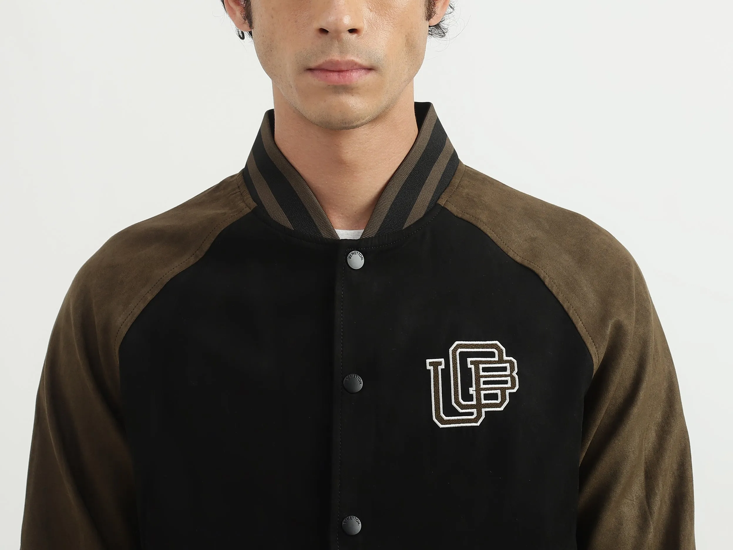 Men Colorblocked Stand-up Collar Jacket