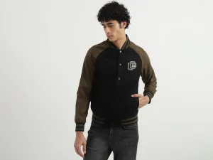 Men Colorblocked Stand-up Collar Jacket