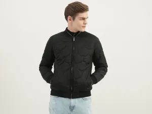 Men Quilted Stand Collar Jacket