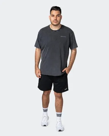 Mens Box Wave Oversized Vintage Tee Washed - Black / Charcoal