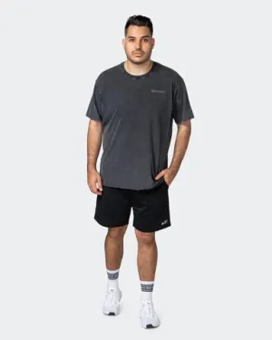 Mens Box Wave Oversized Vintage Tee Washed - Black / Charcoal