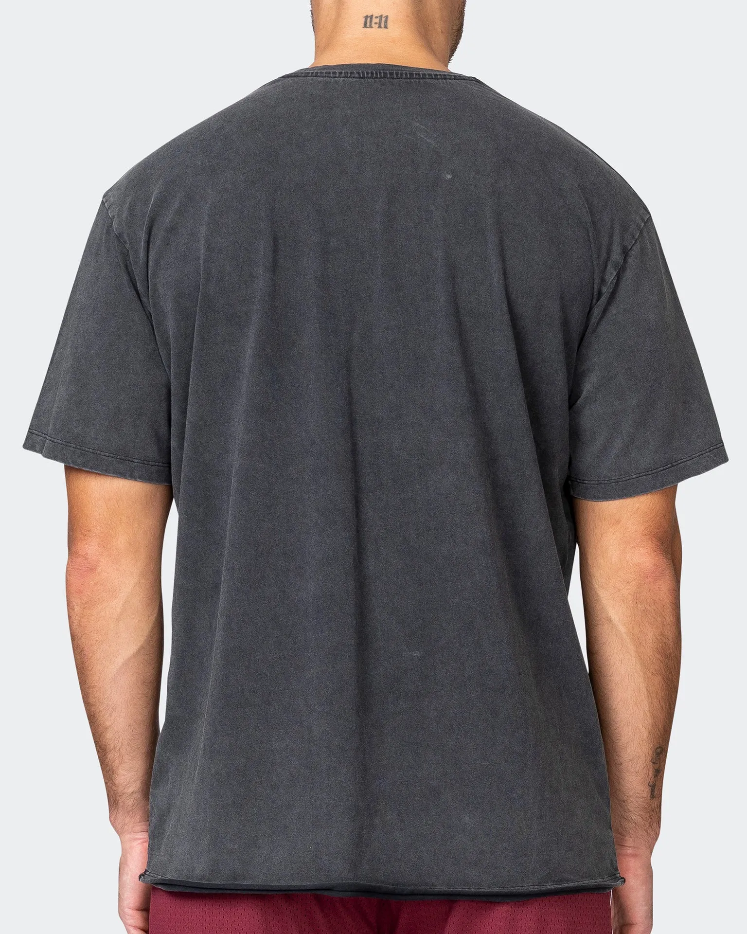 Mens Leopard Oversized Vintage Tee - Washed Black