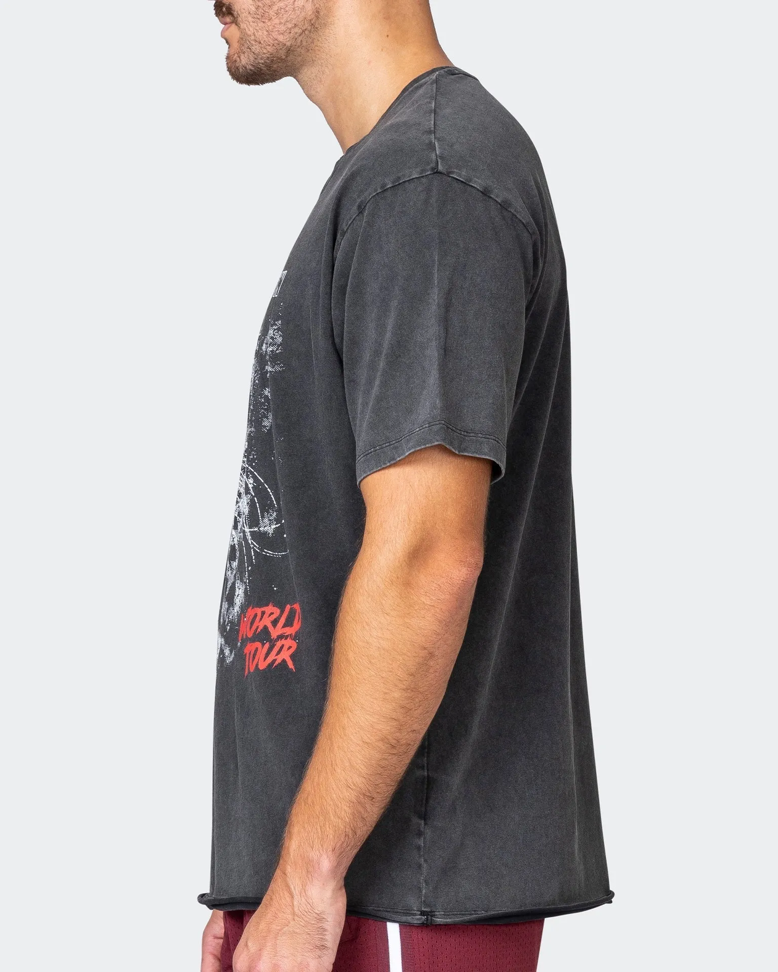 Mens Leopard Oversized Vintage Tee - Washed Black