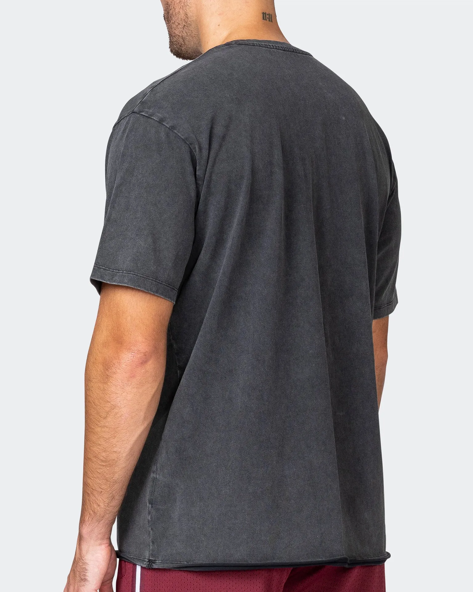Mens Leopard Oversized Vintage Tee - Washed Black