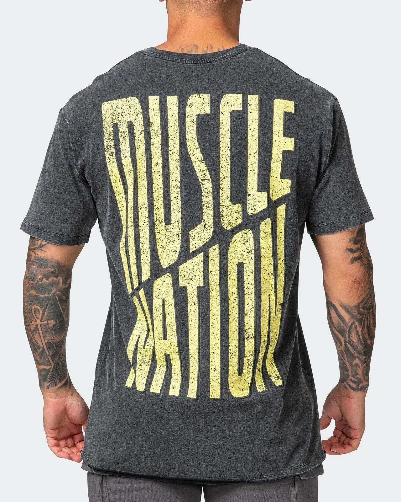 Mens Maximise Oversized Vintage Tee - Washed Black/Sunny Lime