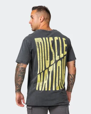 Mens Maximise Oversized Vintage Tee - Washed Black/Sunny Lime