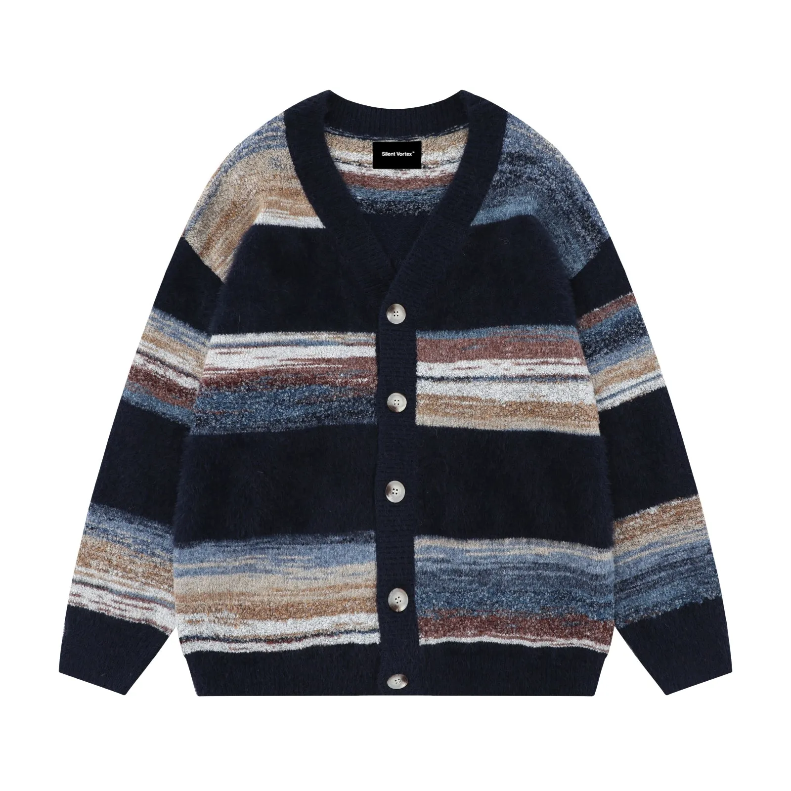 Men's Women's Oversized Striped Cardigan Sweater Long Sleeve Button Down Vintage Knit Cardigans
