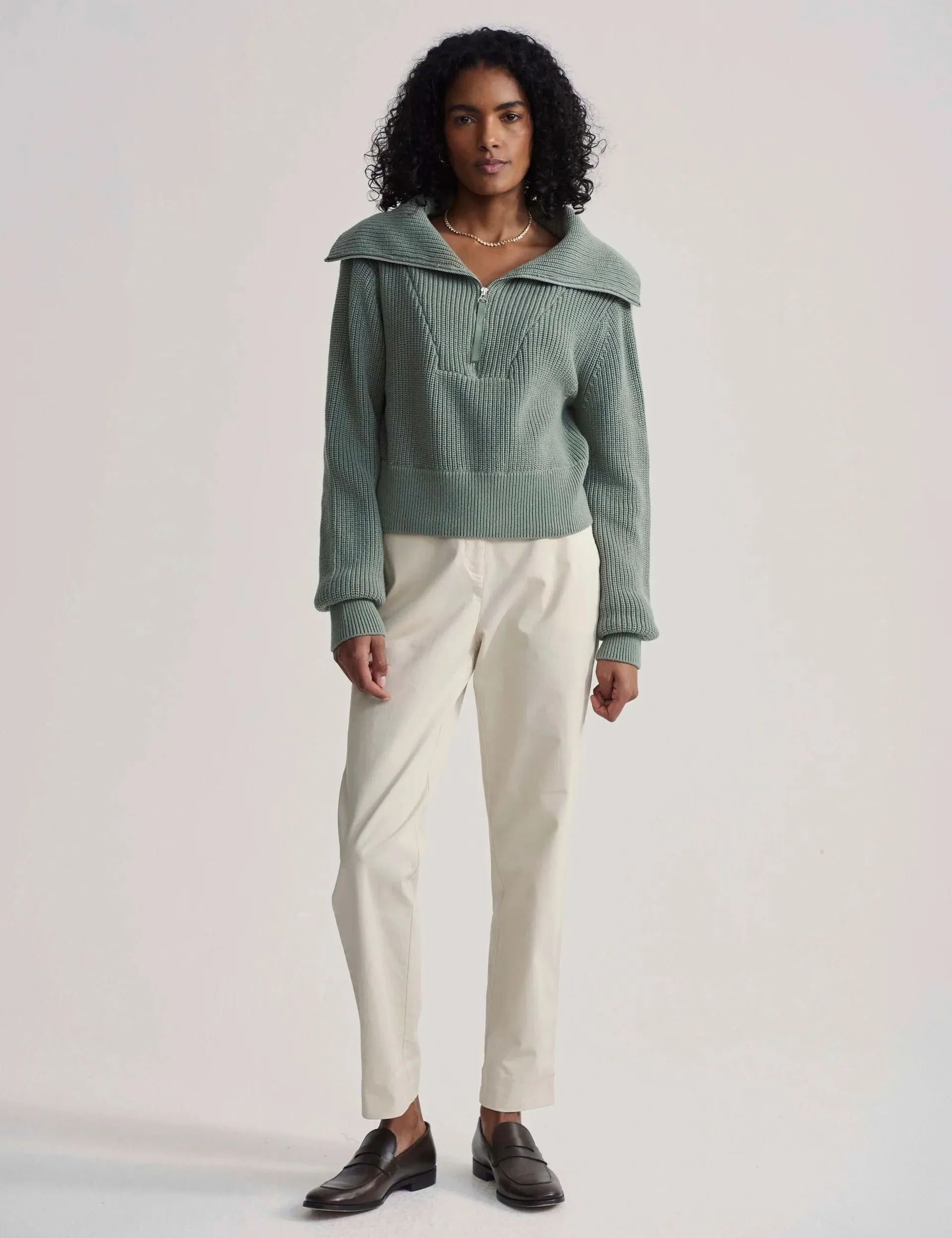 Mentone Half-Zip Knit Pullover - Lily Pad