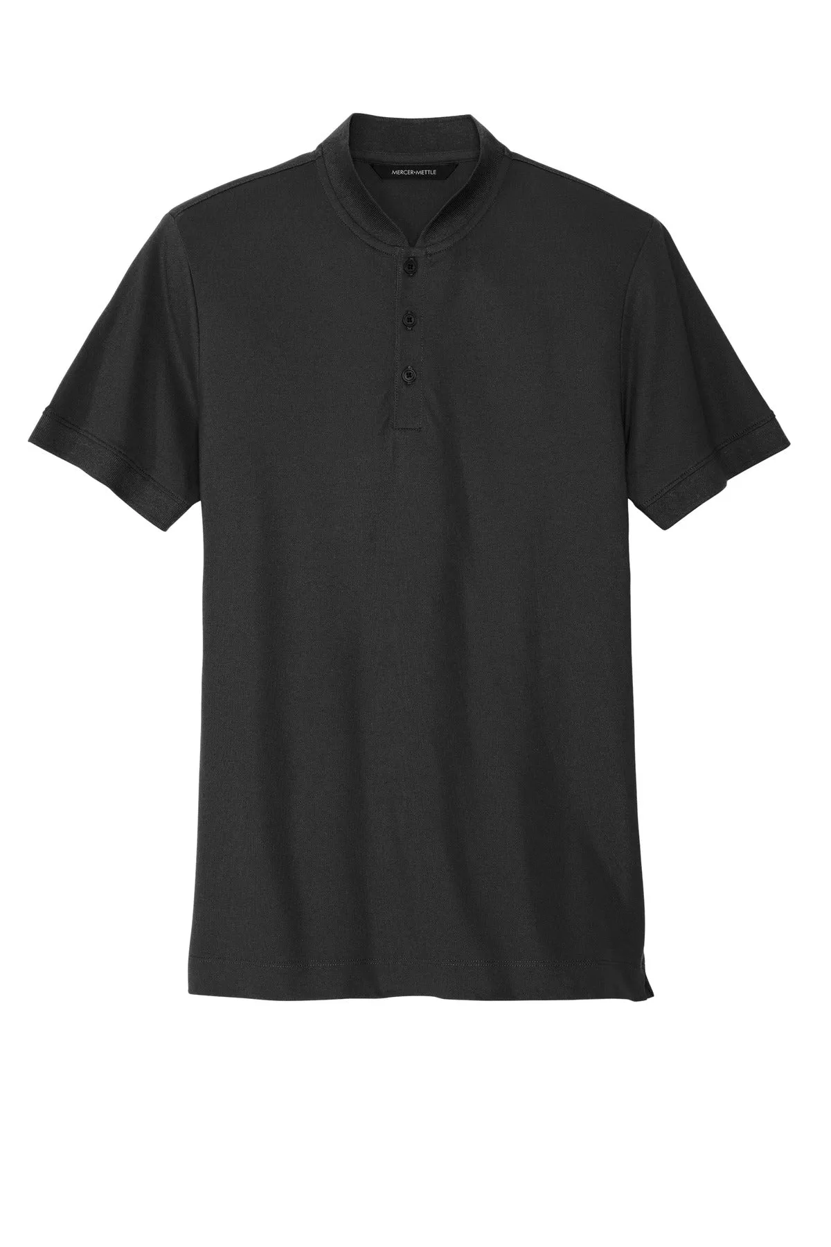 Mercer Mettle Stretch Pique Henley MM1008 Deep Black
