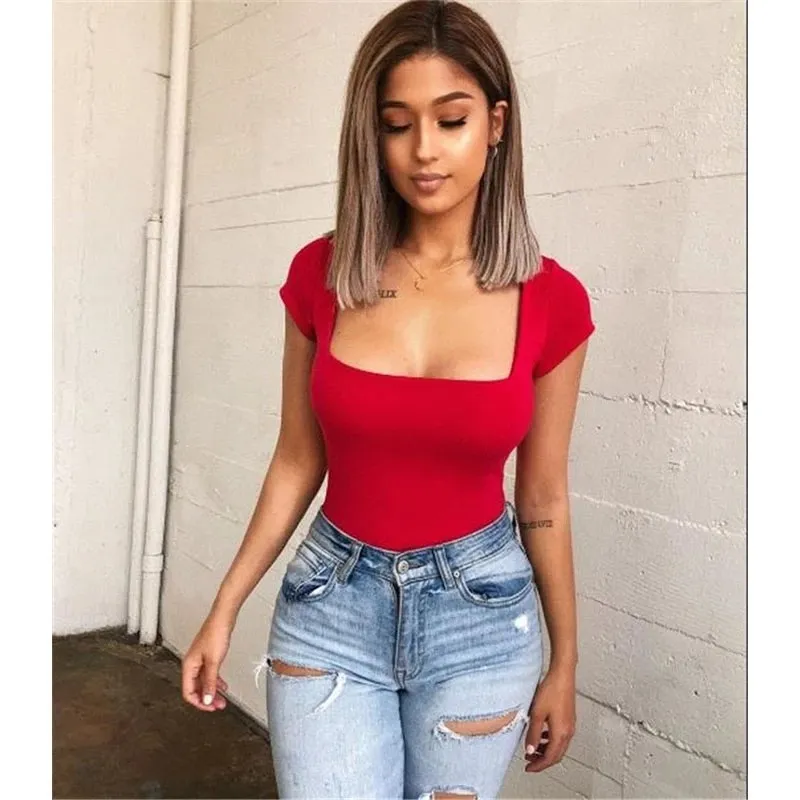 Metro Short Sleeve Square-Neck Bodysuit