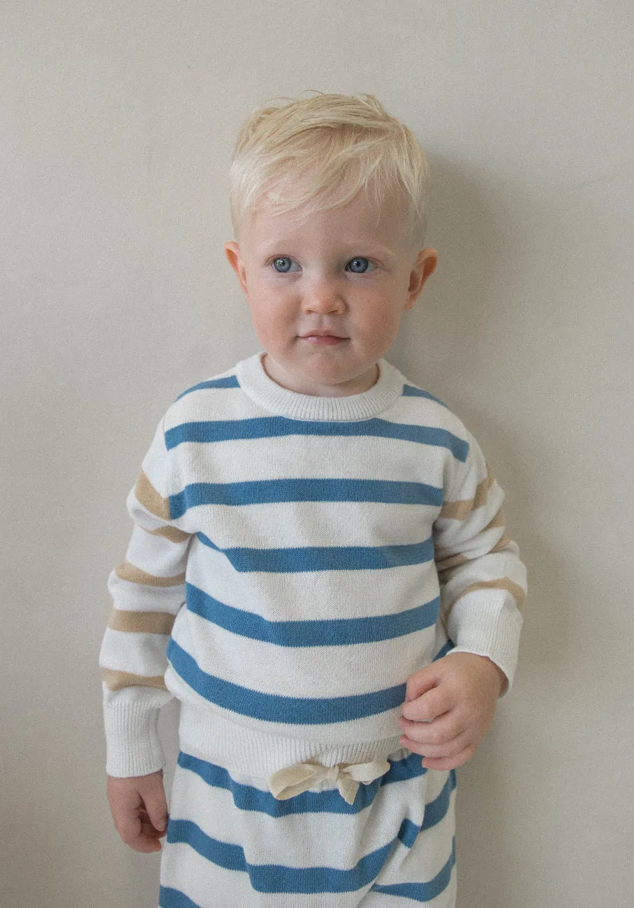 Miann & Co Baby - Knit Round Neck Jumper - Contrast Stripe