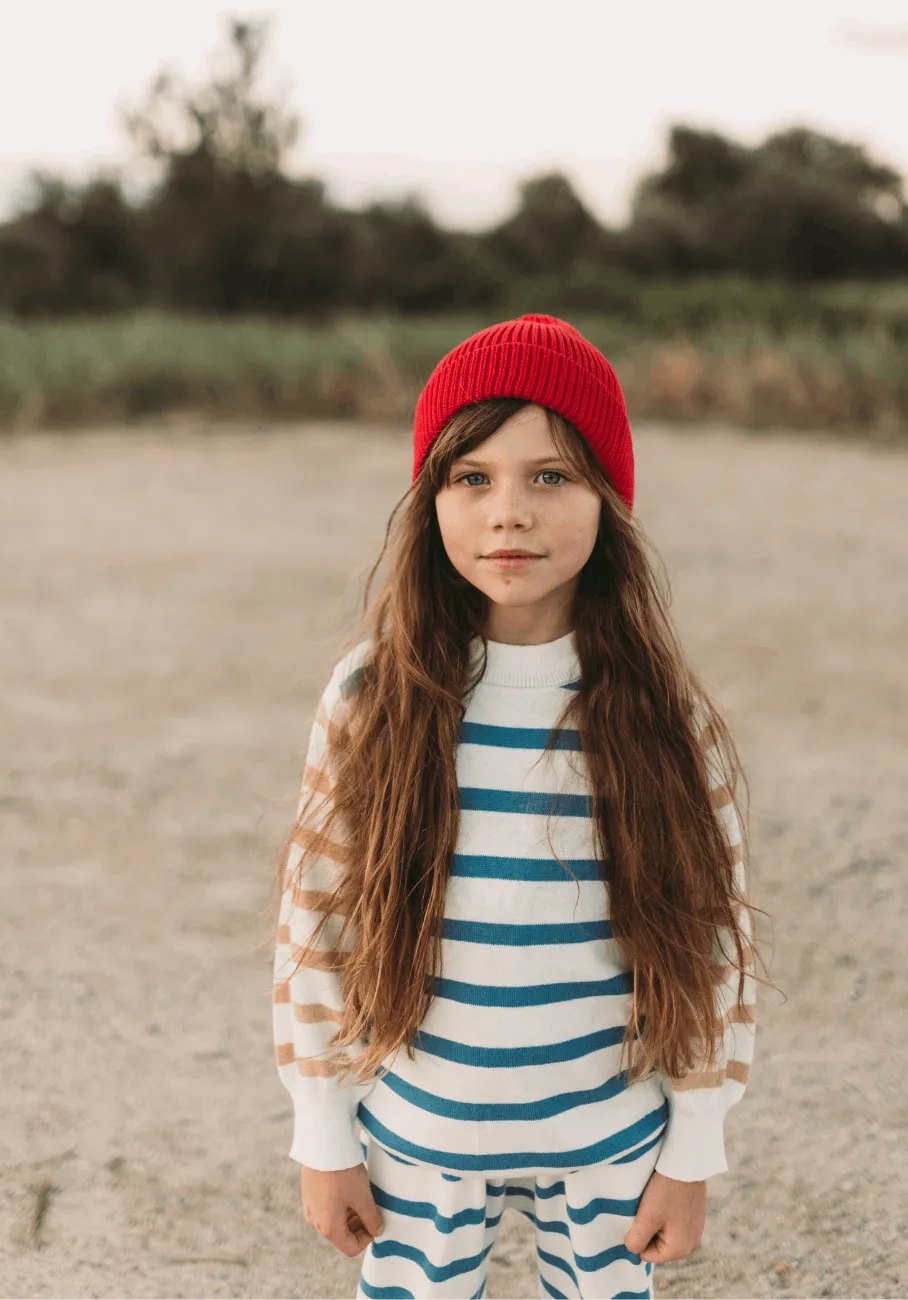Miann & Co Kids - Knit Round Neck Jumper - Contrast Stripe