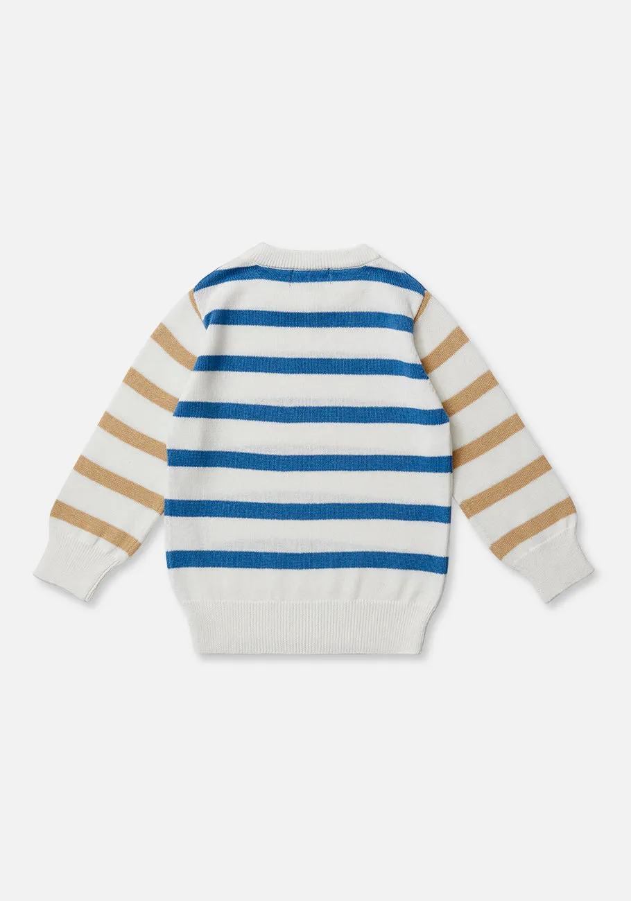 Miann & Co Kids - Knit Round Neck Jumper - Contrast Stripe