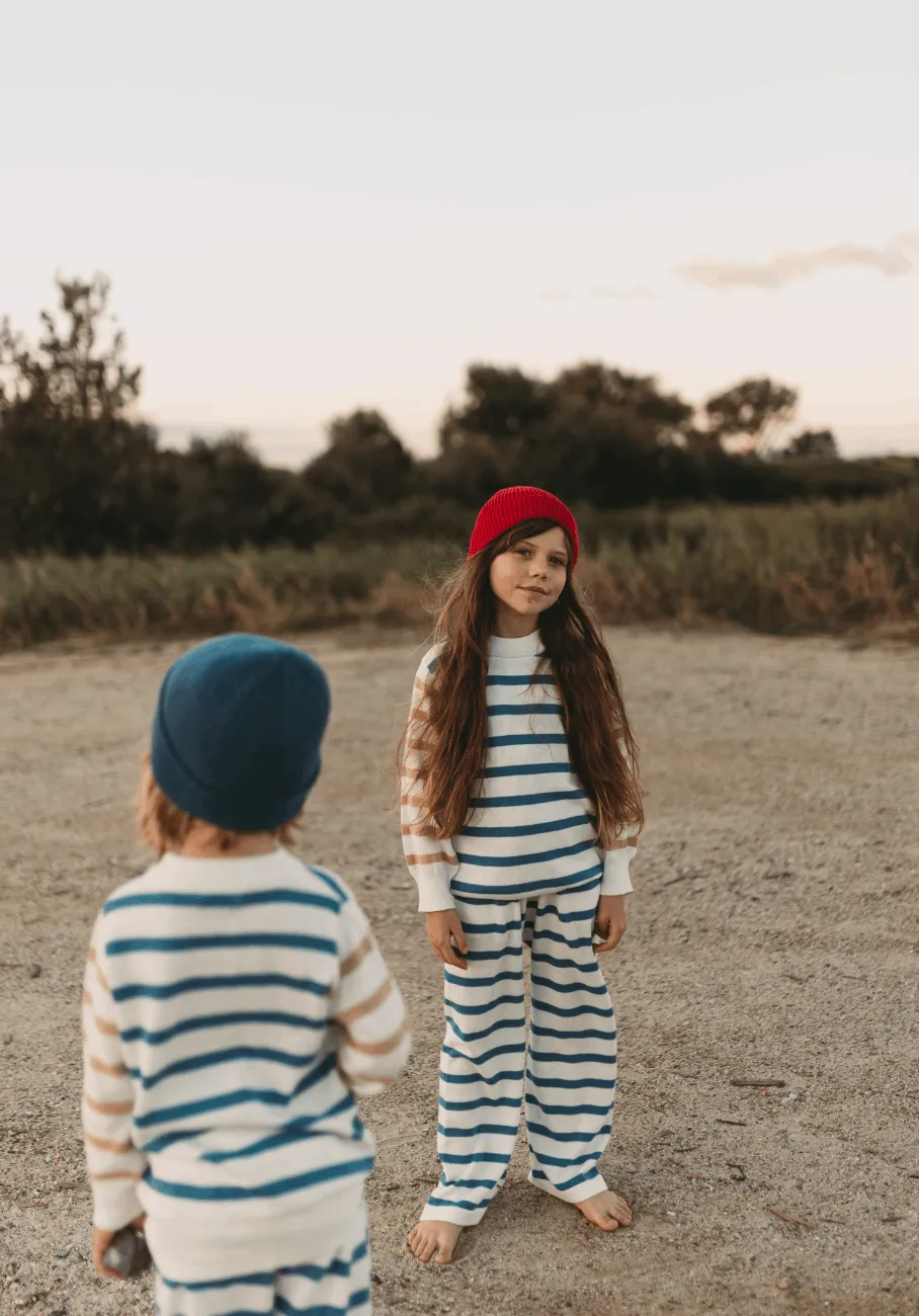 Miann & Co Kids - Knit Round Neck Jumper - Contrast Stripe