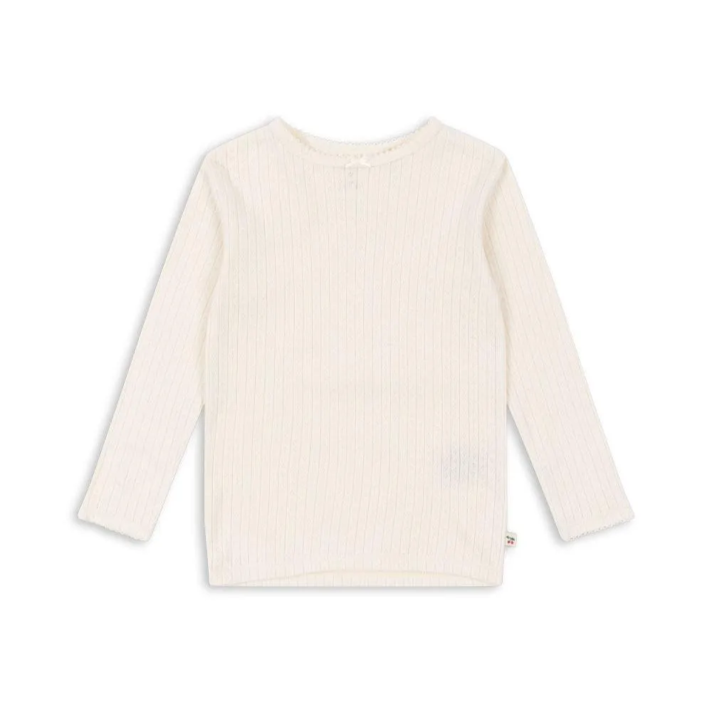 Minnie Cotton Pointelle Long Sleeve Top