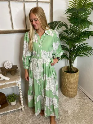 Mint Floral Midi Dress in Regular & Curvy