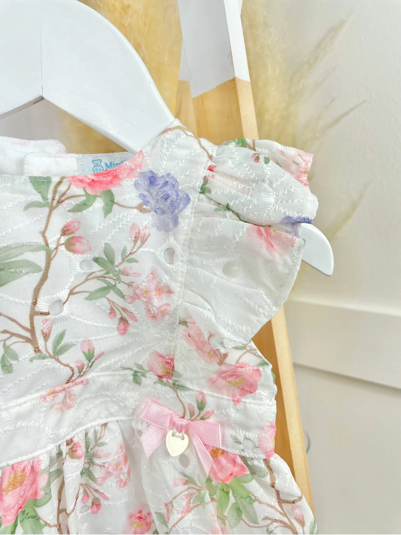 Mintini Toddler Girl White Floral Dress