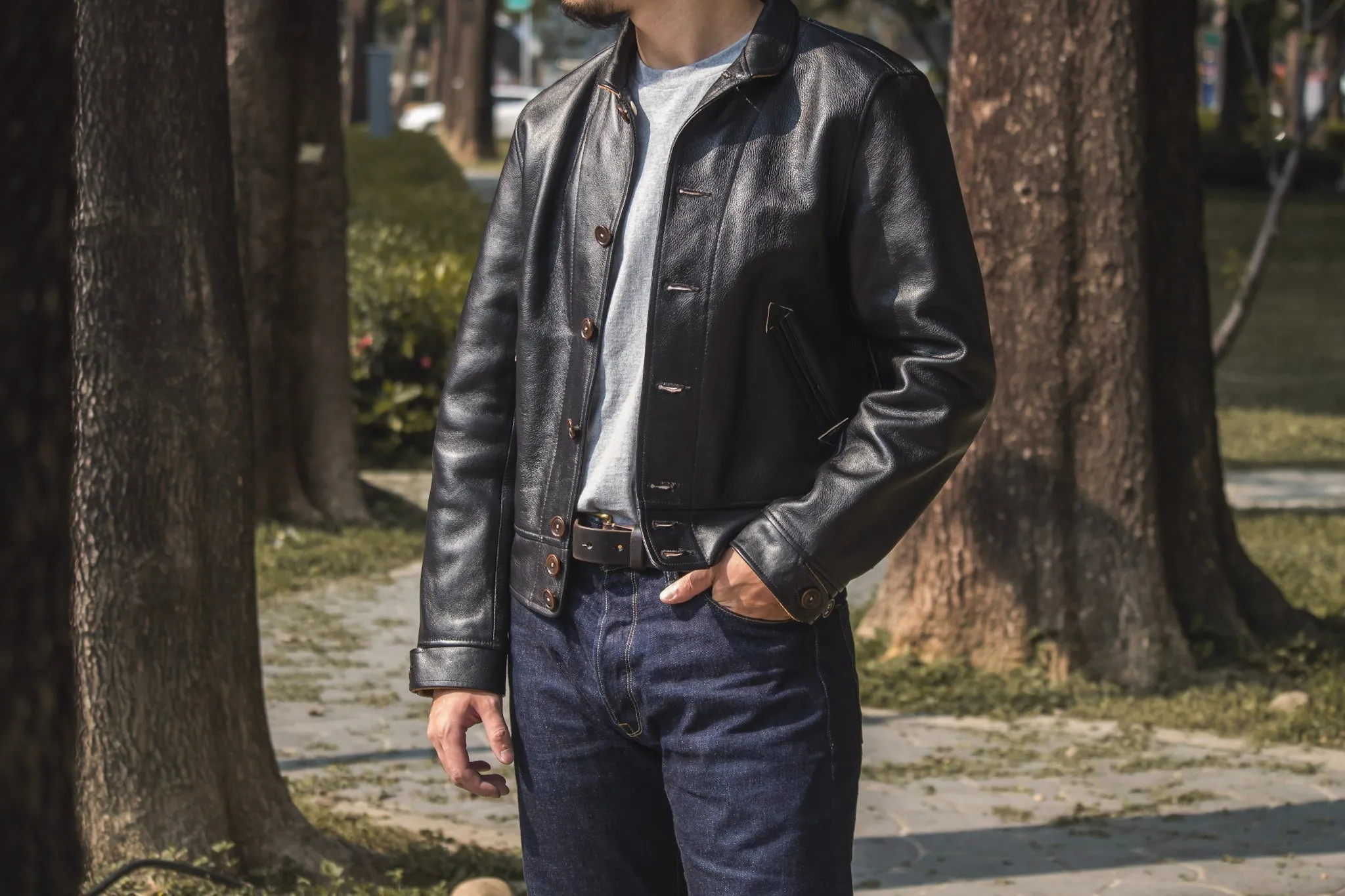 【MISTER FREEDOM】Campus Jacket Black Teacore Leather 哥薩克外套 美國植鞣黑色茶芯牛皮