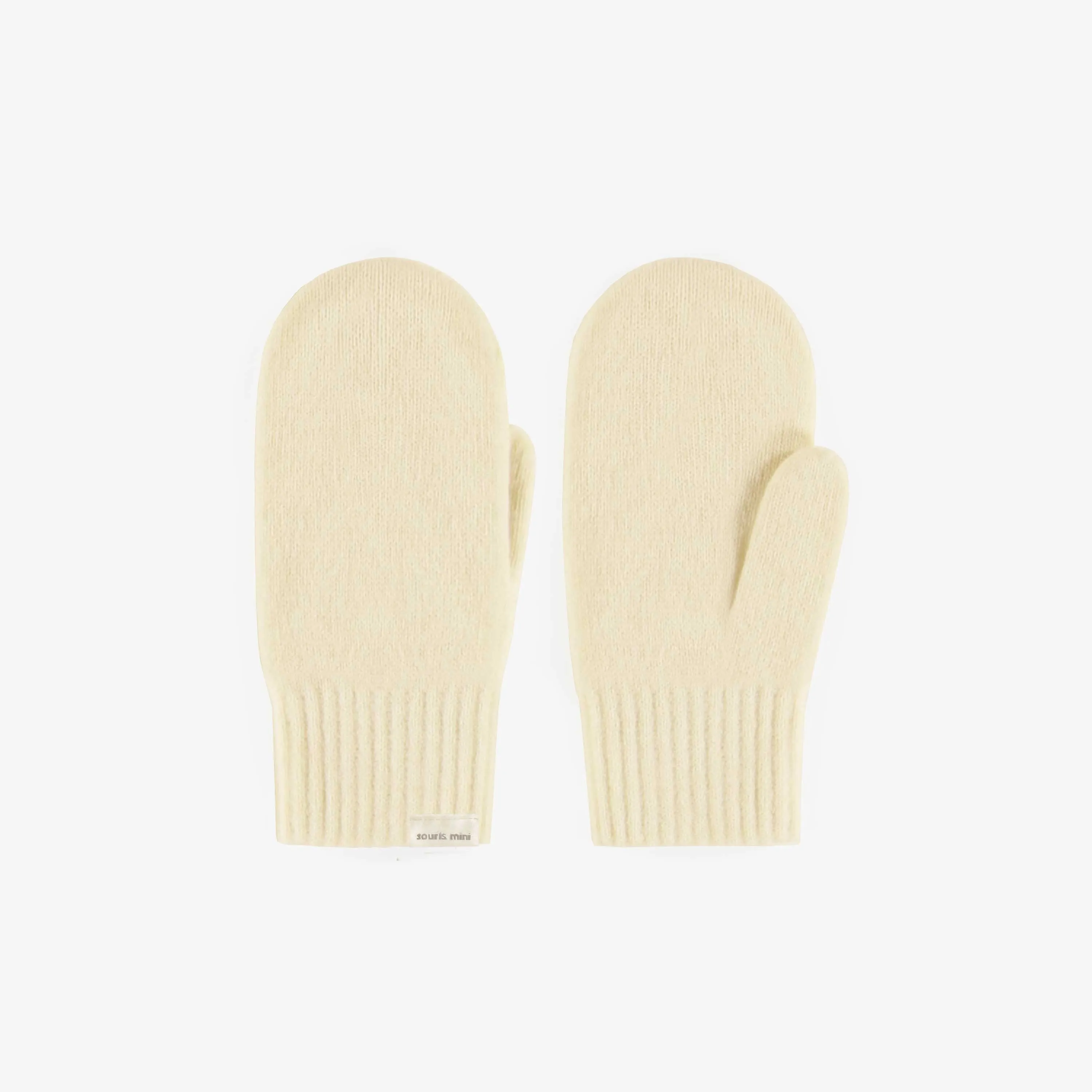 Mitaines crème en maille, enfant || Cream knitted mittens, child