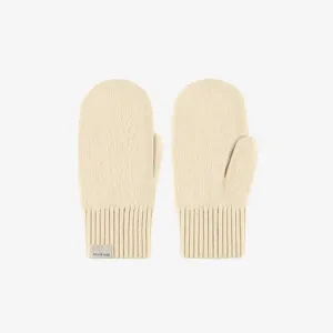 Mitaines crème en maille, enfant || Cream knitted mittens, child