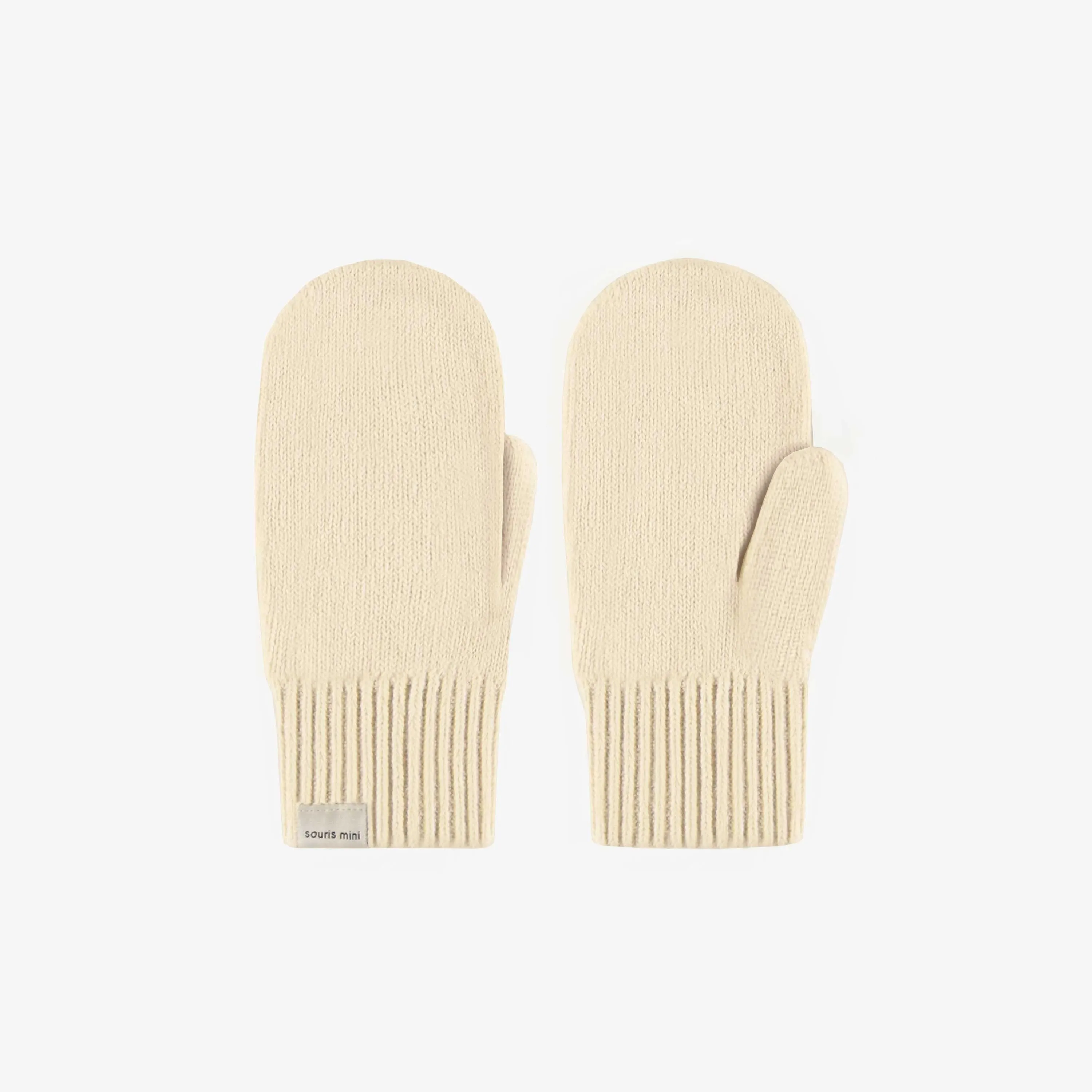 Mitaines crème en maille, enfant || Cream knitted mittens, child