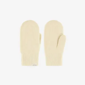 Mitaines crème en maille, enfant || Cream knitted mittens, child