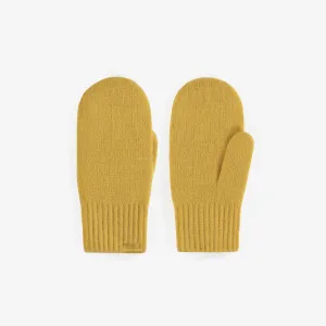 Mitaines jaunes miel en maille, enfant || Honey yellow knitted mittens, child
