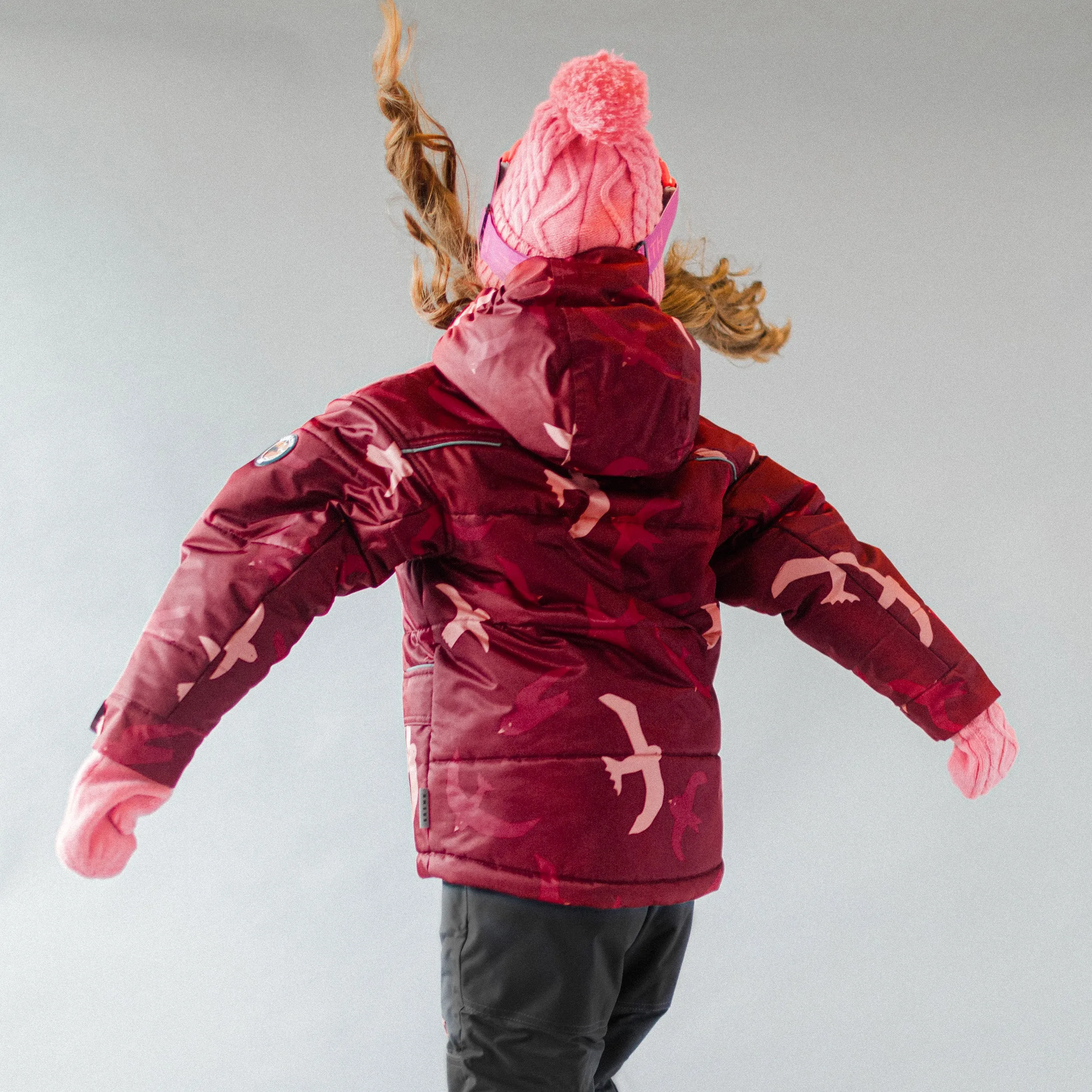 Mitaines roses en maille tressée, enfant  || Pink knitted mittens with a woven pattern, child