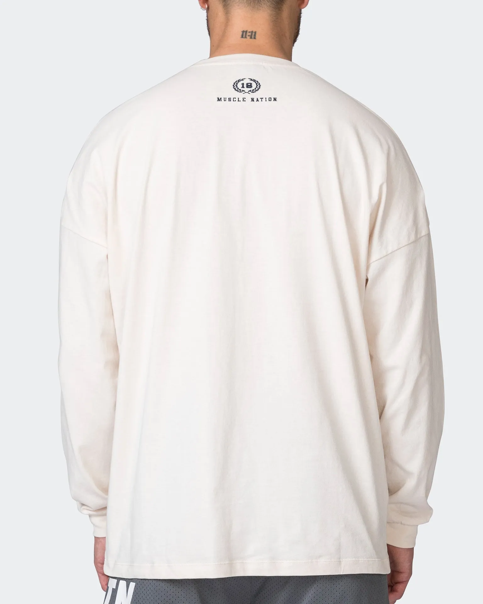MN Varsity Oversized Long Sleeve Tee - Travertine
