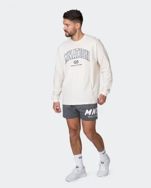 MN Varsity Oversized Long Sleeve Tee - Travertine