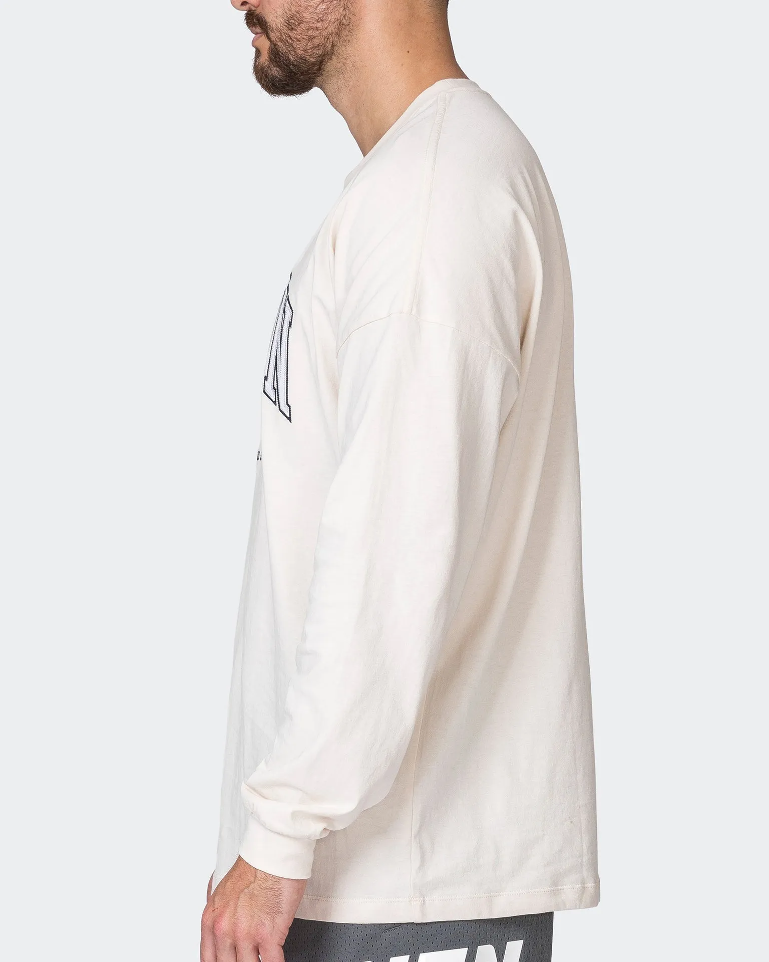 MN Varsity Oversized Long Sleeve Tee - Travertine