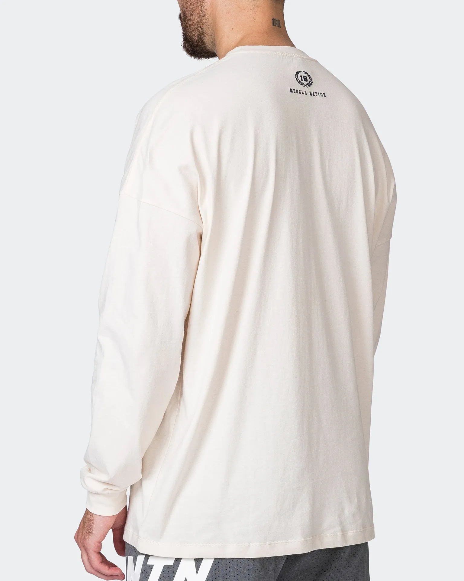 MN Varsity Oversized Long Sleeve Tee - Travertine
