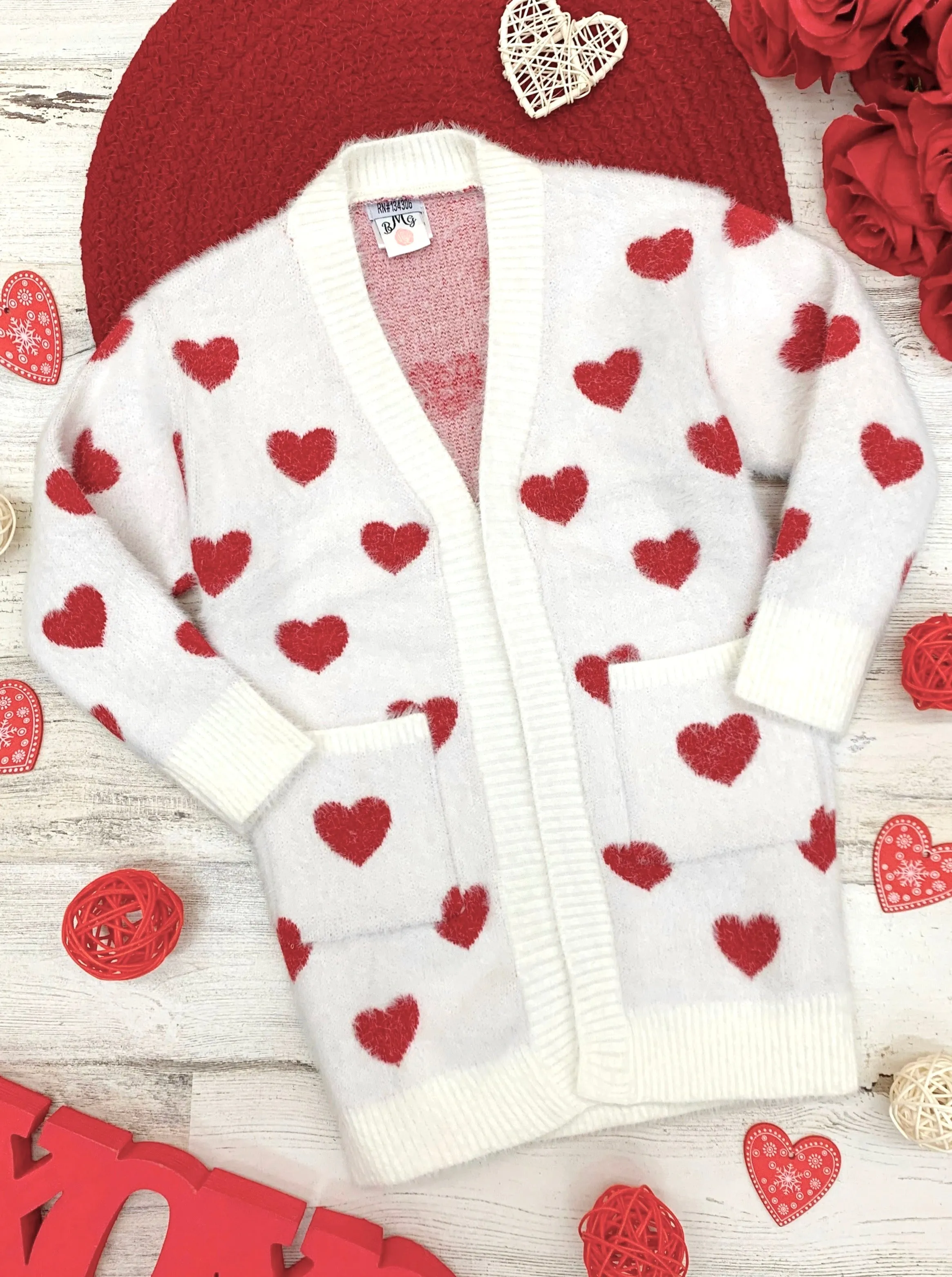 Mommy and Me I Love You Lots Oversized Heart Cardigan