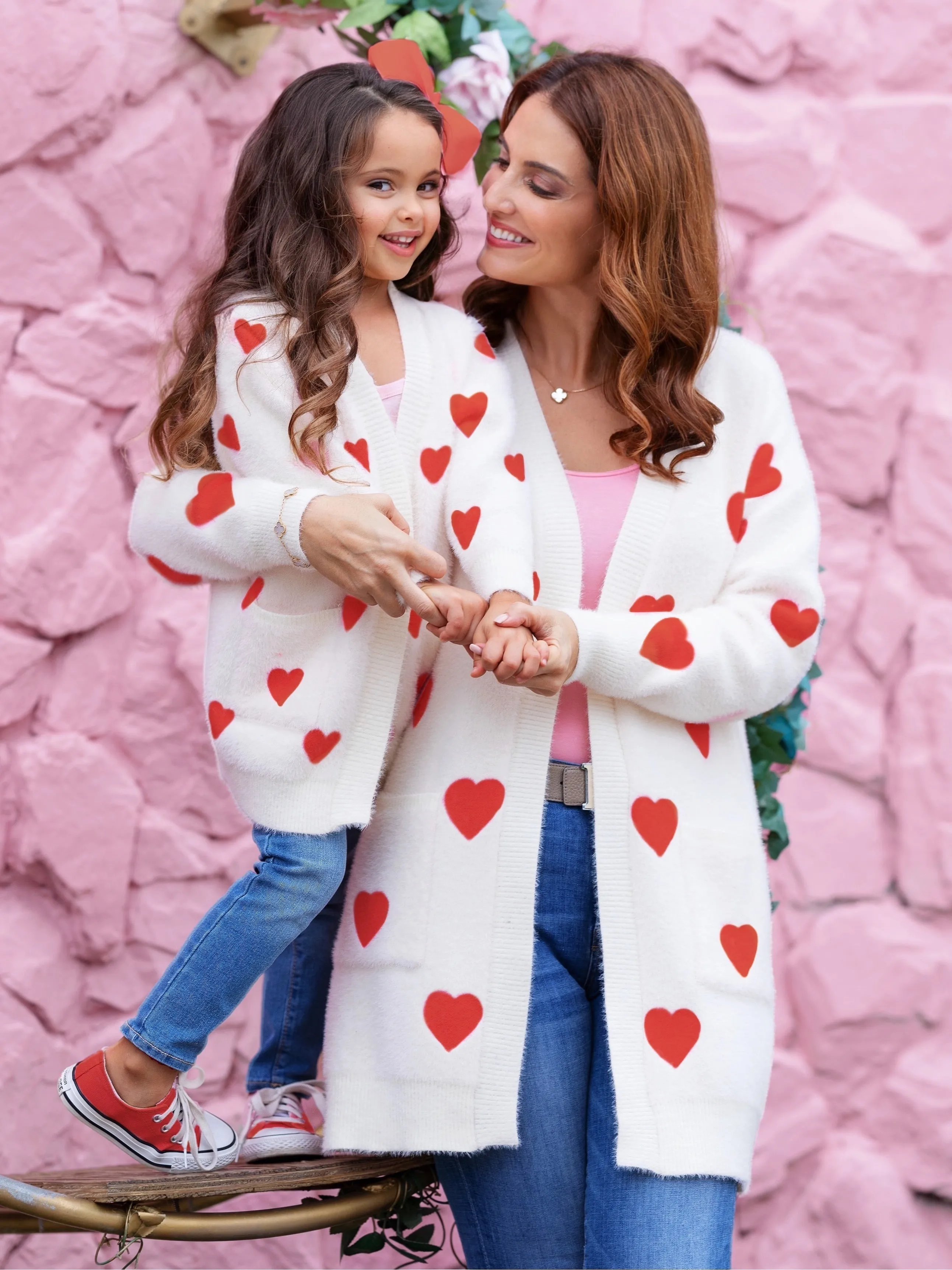 Mommy and Me I Love You Lots Oversized Heart Cardigan