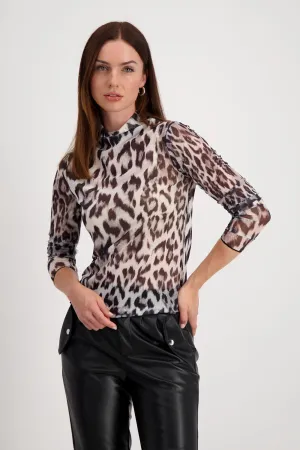 Monari Leopard Print Mesh Top 808119
