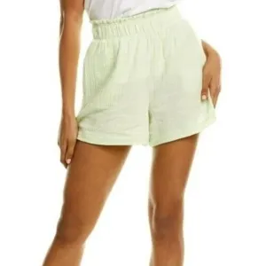 Monrow Flowy Shorts Sz Small Pockets Seersucker Puckered Lime Green Pull On