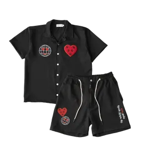 More Love Smiley Face Short Set- Black