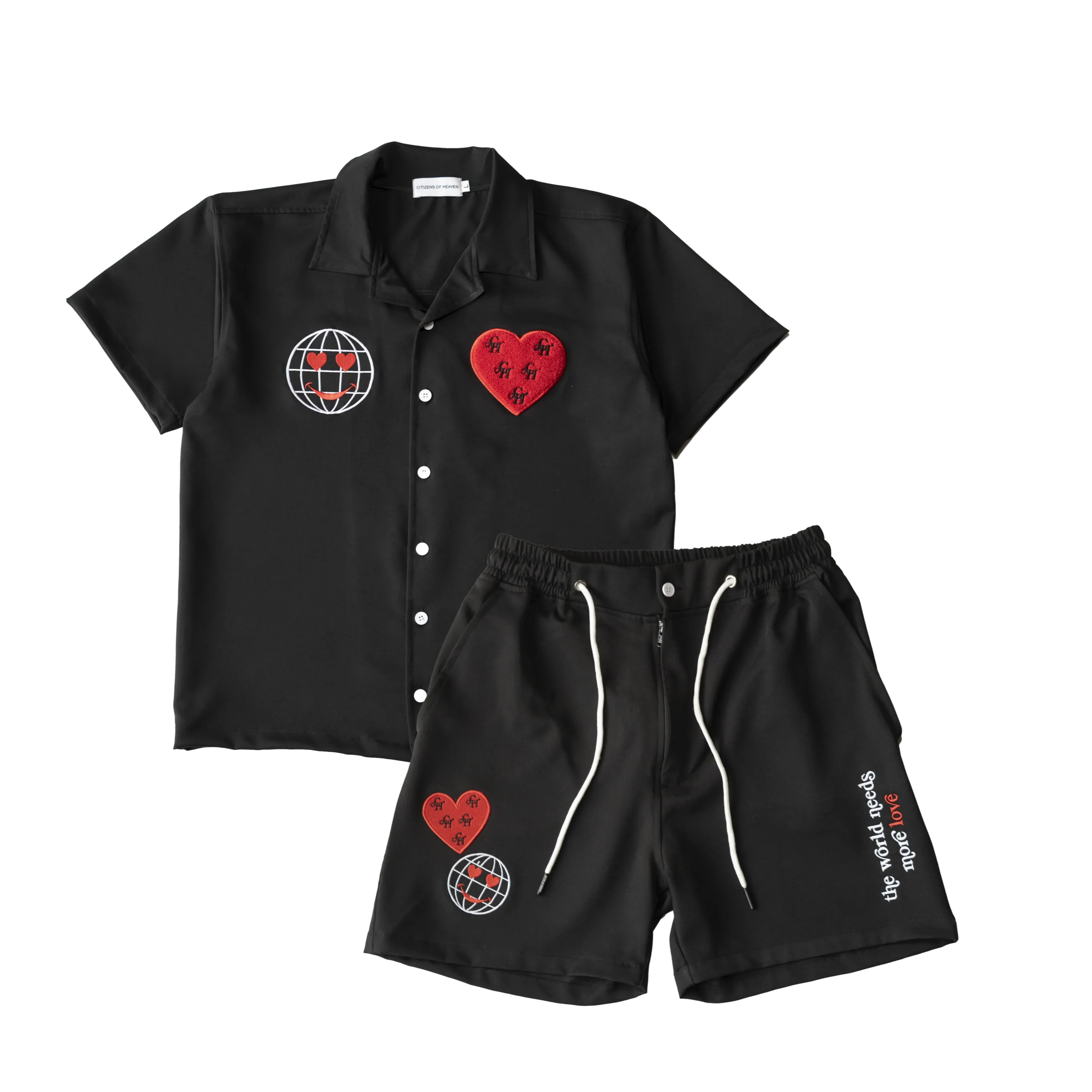 More Love Smiley Face Short Set- Black