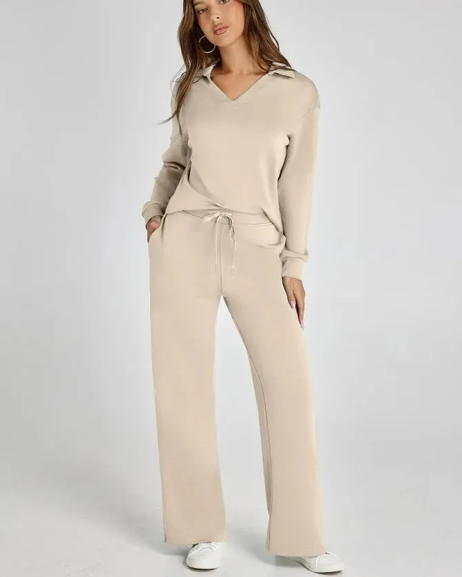 Morissette™ | Loose Fit Long Sleeve Top and Flared Pants Set