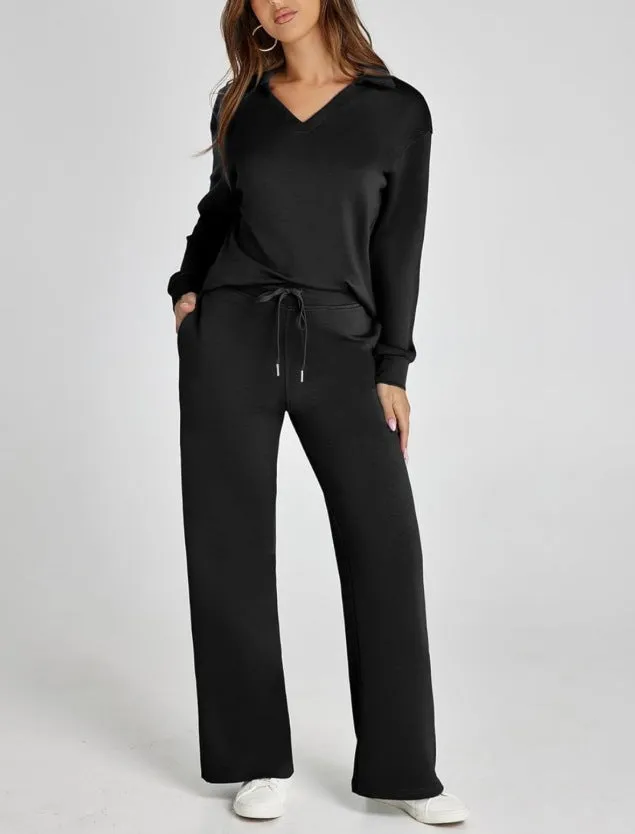 Morissette™ | Loose Fit Long Sleeve Top and Flared Pants Set