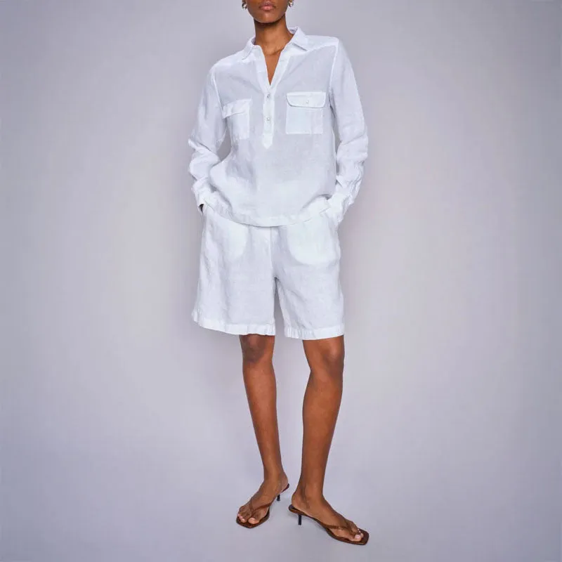 MOS MOSH MMEnna Linen Pocket Blouse in White